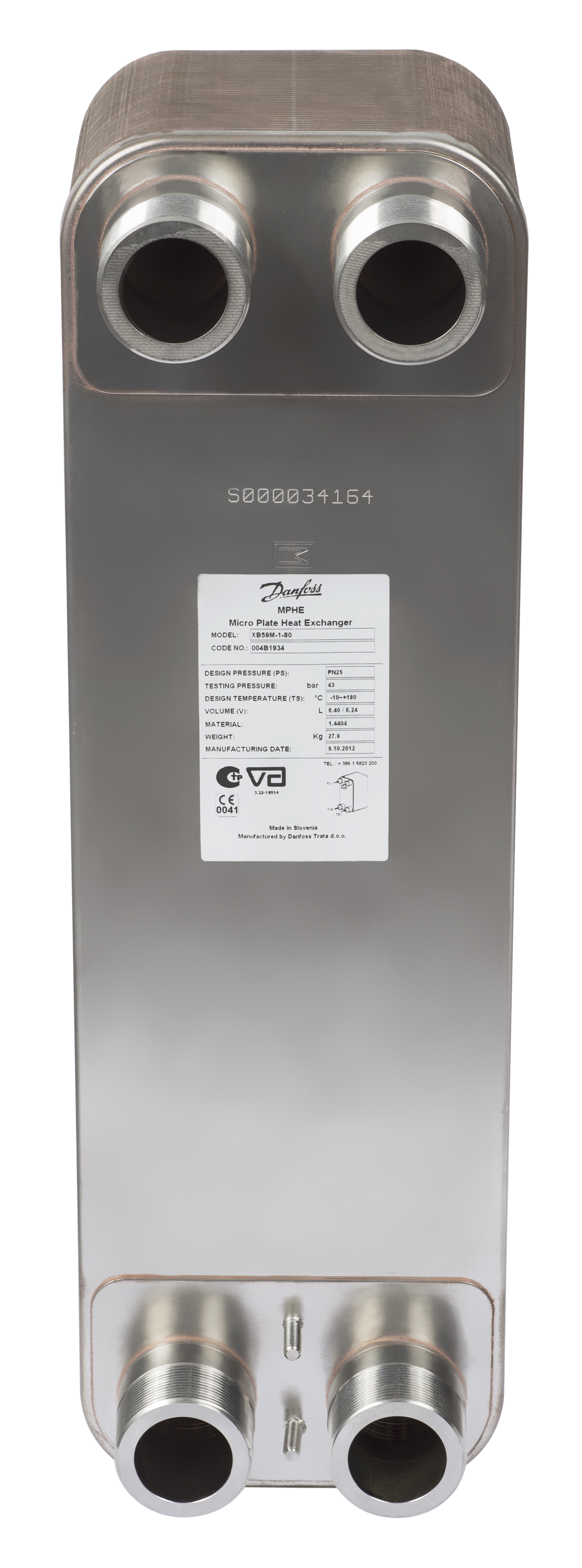 Danfoss Паяный пластинчатый теплообменник серии XB59M XB 59M-1-100 Паяный ТО 004B1937  - Вид №56