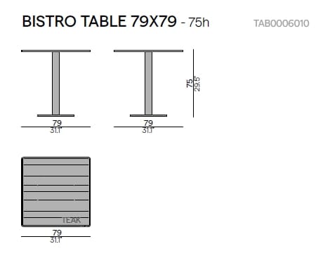 Квадратный стол из тикового дерева MANUTTI Неаполь ARCH-00134830 - Вид №2