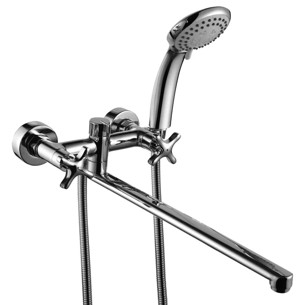 Смеситель для ванны Rossinka Silvermix LRS39-84 двухвентильный универсальный с лейкой и шлангом цвет хром RS 39 STLM-2047658