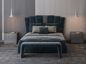 Двуспальная кровать с мягким изголовьем