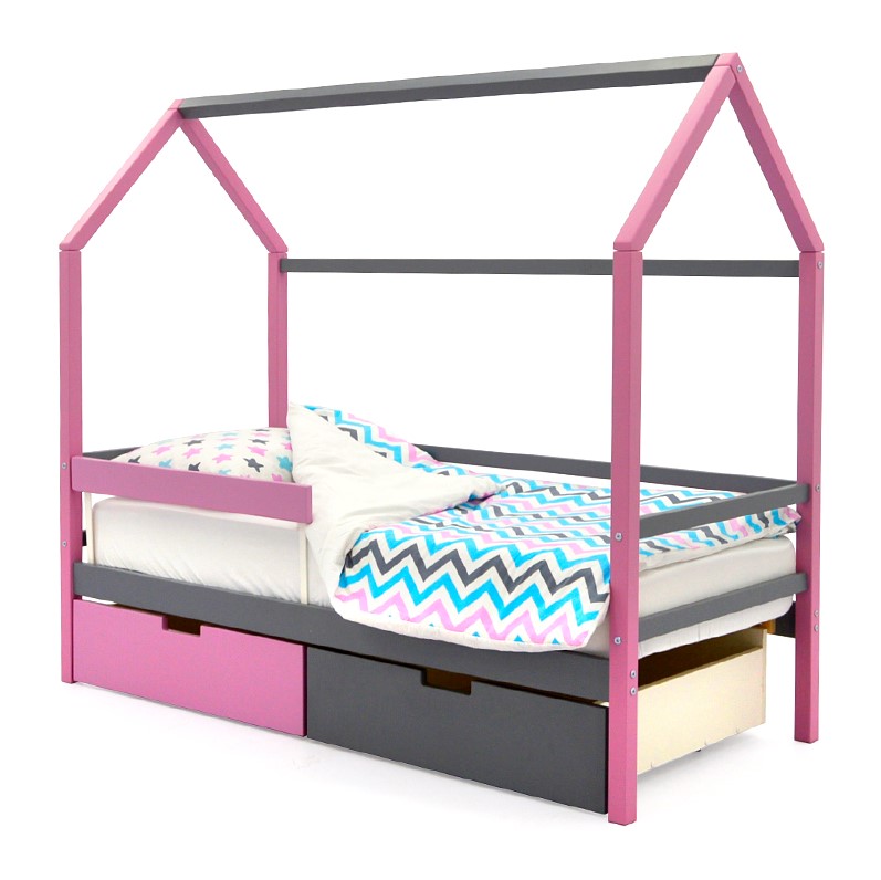 Кровать-домик детская лаванда-графит Svogen БЕЛЬМАРКО  00-3833074 Розовый Santreyd  - Вид №2