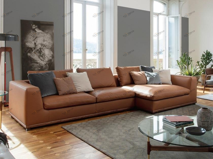 Porada Кожаный диван с шезлонгом Iron sun-id-1465994