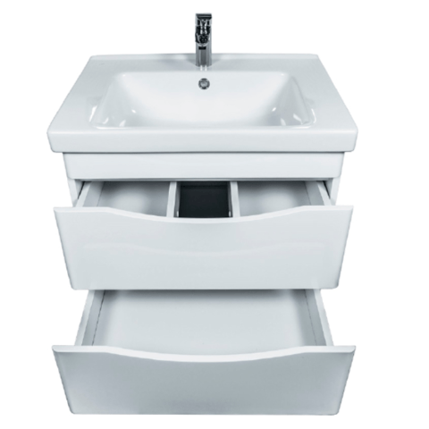 Тумба Sonic 65 см., цвет белый. 2 ящика. Закруглённые бока у фасадов. Хром ORANGE sun-id-1516942 - Вид №3