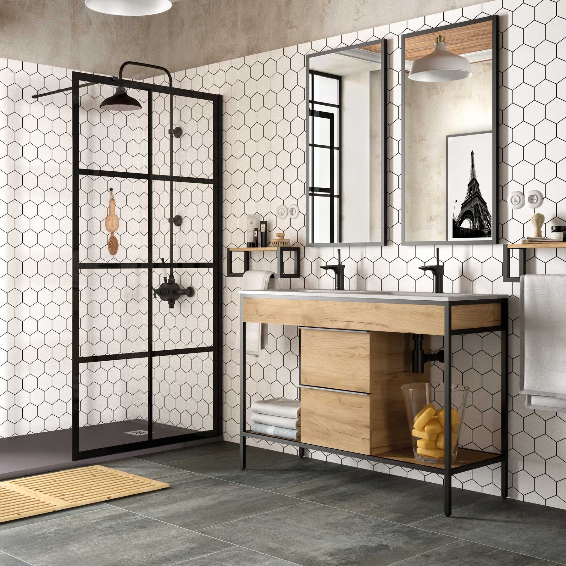 25640 SALGAR Зеркало VINCI 1000 MATT BLACK 600 x 1000 мм - Вид №1