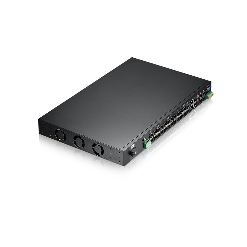 MGS3520-28F DC 48v 28-port managed metro gigabit switch with 4 of 28 sfp slots shared with rj-45 connectors. dc 48v power supply ( mgs3520-28f-zz01v1f ) ZyXEL Santreyd  - Вид №1