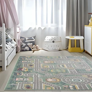 Ковер Santreyd Призма 250x350 см с ворсом FRIZE зеленый для гостиной 89376425