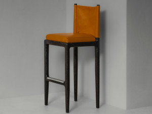 Кожаный барный стул с подставкой для ног