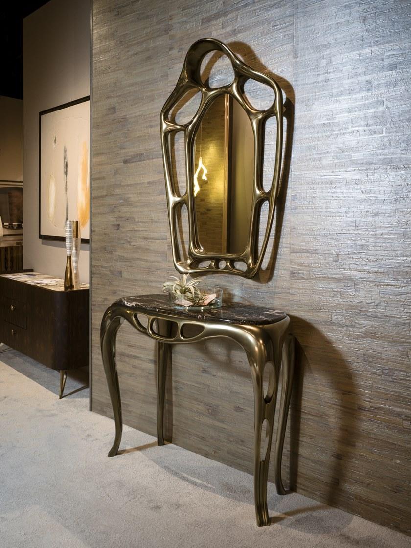 Bellotti Ezio Консоль из лакированного дерева жидкой бронзы и мраморной столешницы Delfi 2018-06 - Вид №3