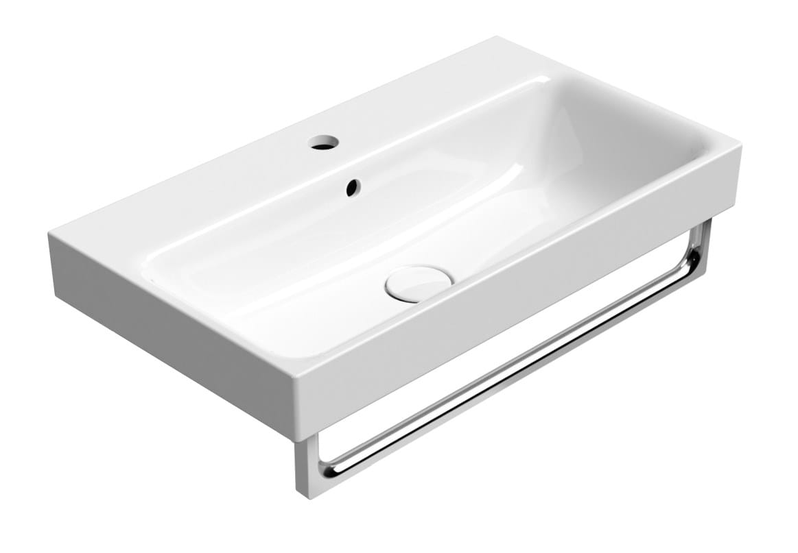 Керамическая прямоугольная подвесная раковина с держателем для полотенец GSI ceramica Nubes ARCH-00151425 - Вид №5