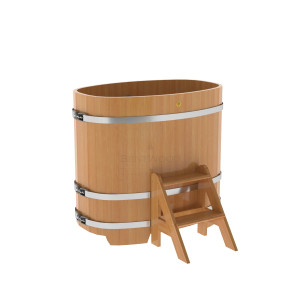 1144 Купель овальная из лиственницы 0,76х1,16х1,1 натуральная премиум Alyarus