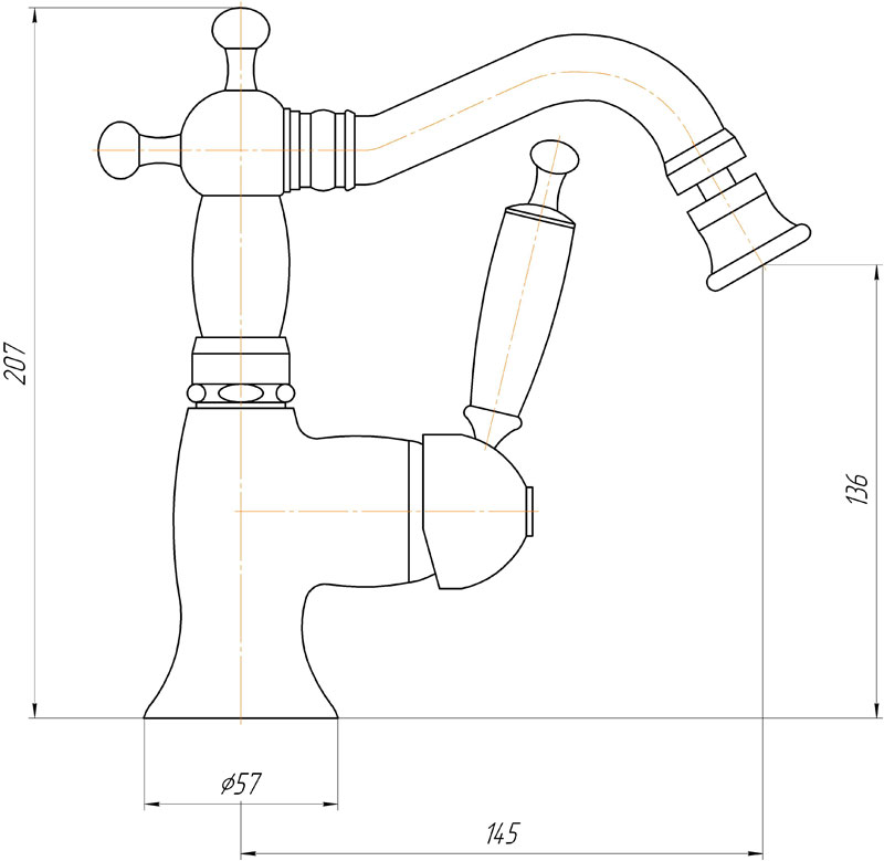 Смеситель MIGLIORE Oxford ML.OXF-6323.RA для биде - медь ML.OXF-6323.bi.RA - Вид №3