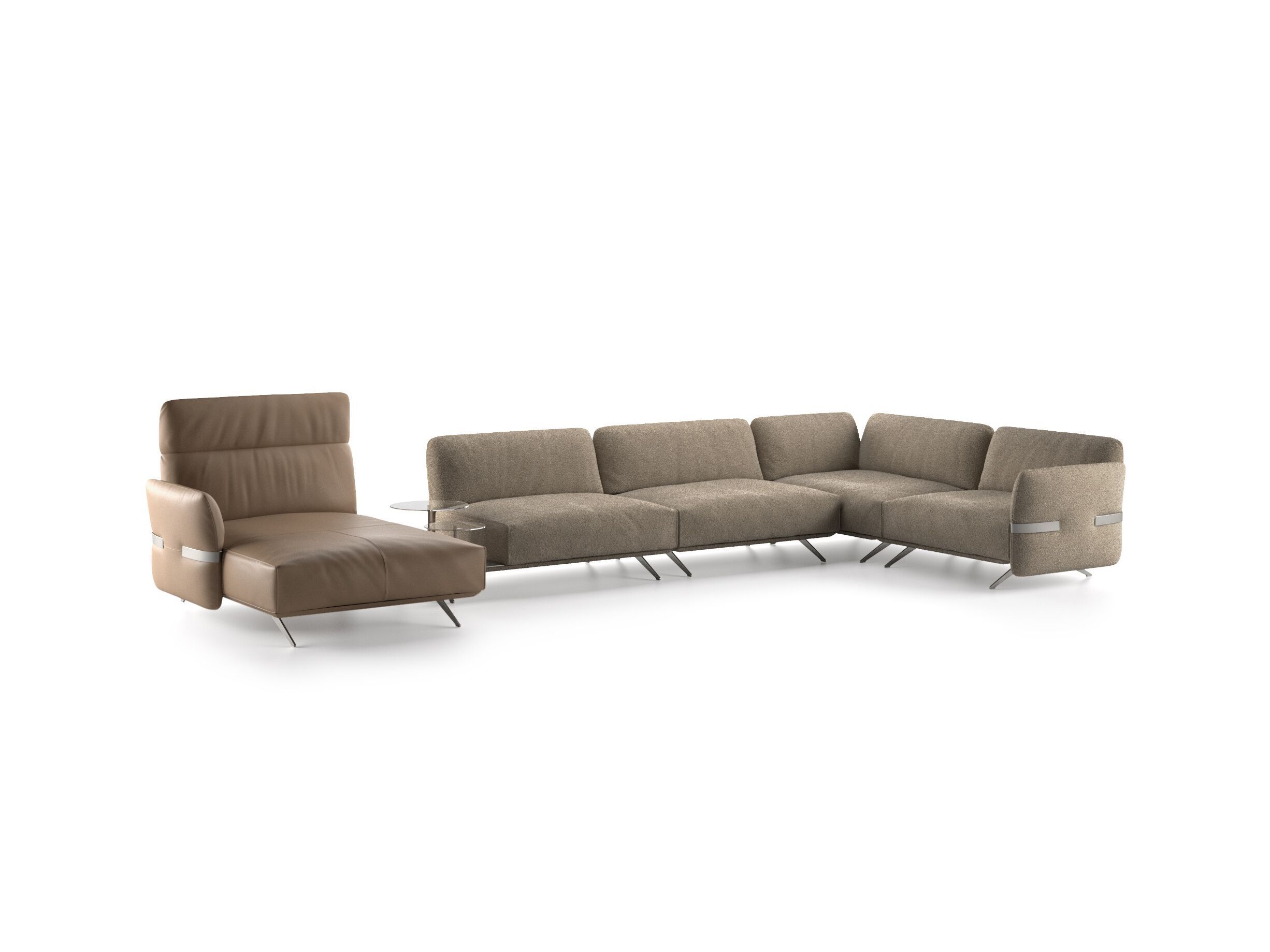 Секционный диван из кожи и ткани Natuzzi Italia Solar ARCH-00062423 - Вид №1