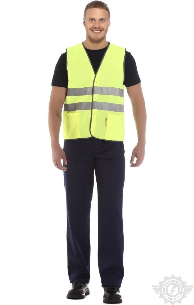65702 Сигнальный жилет "Спектр" лимонный с СВП  Сигнальная одежда  размер 48-50 (L) Спецодежда  - Вид №8