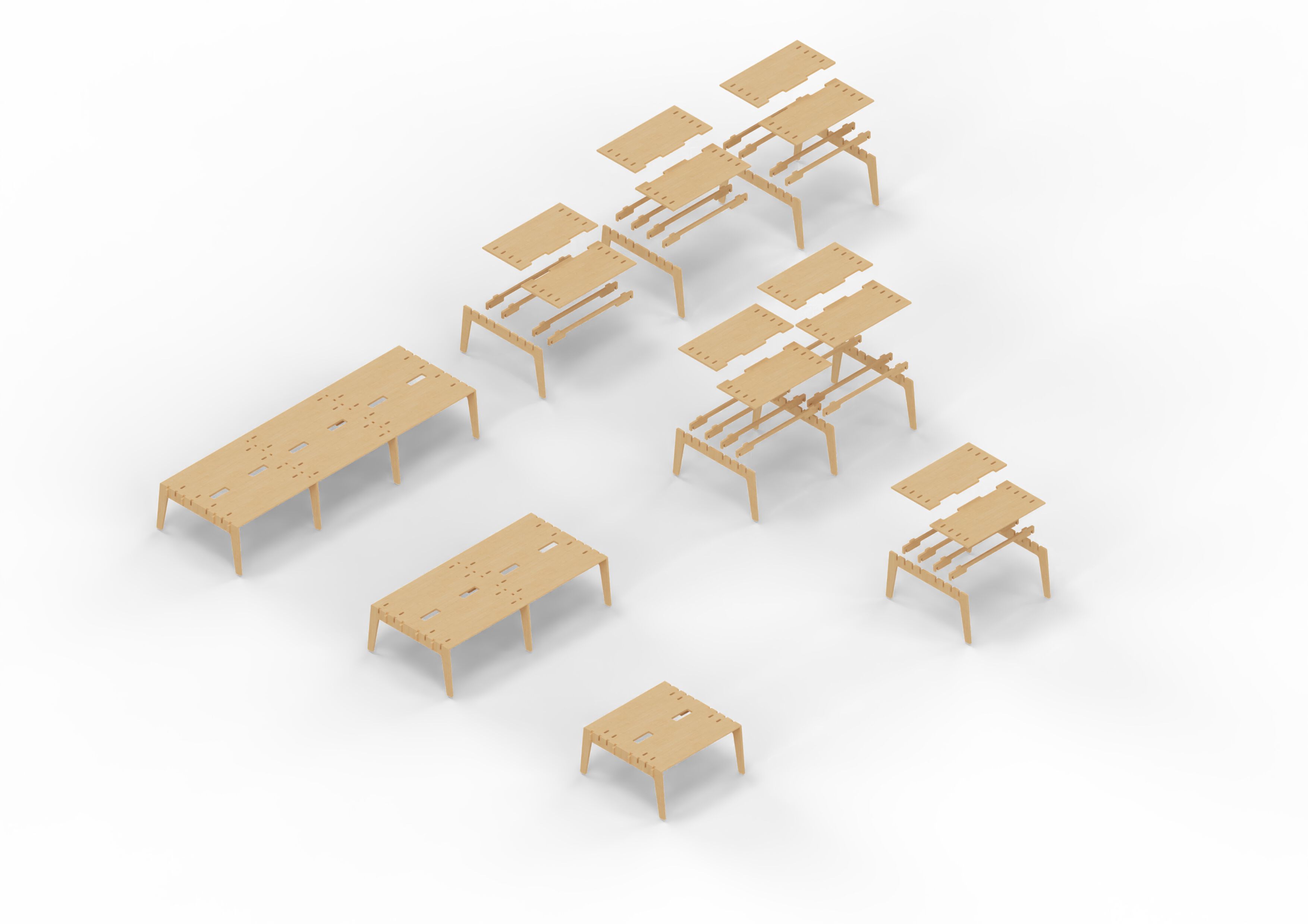 Секционный стол из тополя CUF Milano INTERLOCKING SYSTEM ARCH-00080346 - Вид №2