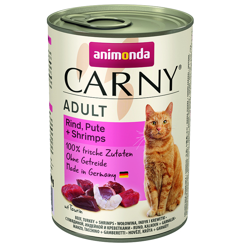 ПР0045431 Корм для кошек Carny Adult говядина, индейка, креветки конс. 400г Animonda 