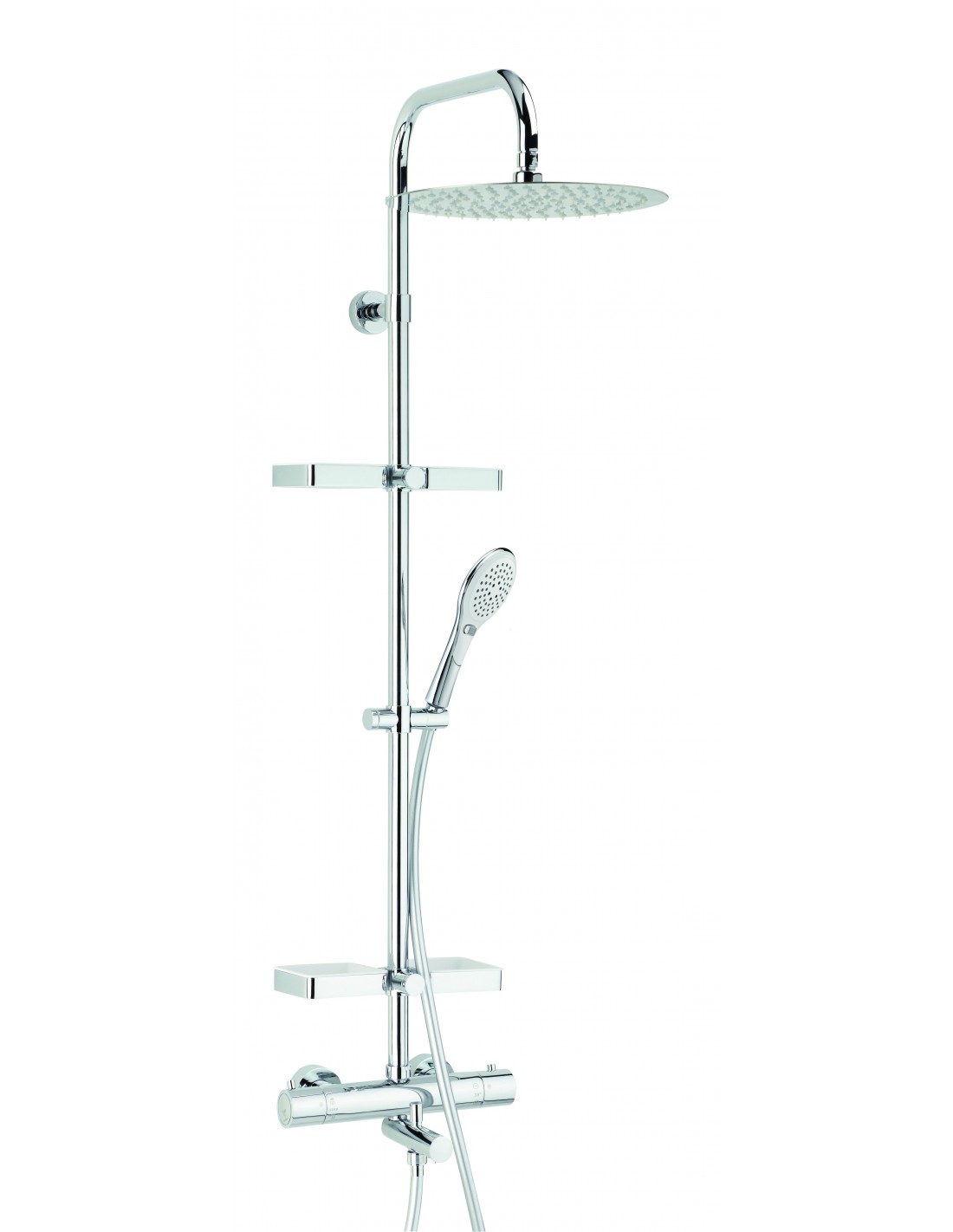 668400 000 00  Душевая стойка для ванны Opium, термостатический смеситель, полки для хранения, хром Valentin 