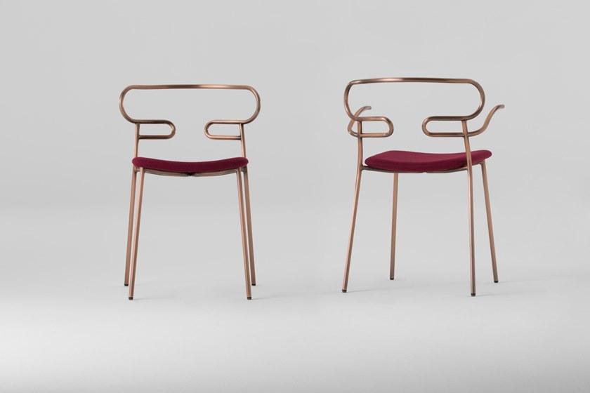 TrabA' Металлический стул для ресторана с подлокотниками со встроенной подушкой Genoa 0048-met-im-ar - Вид №3