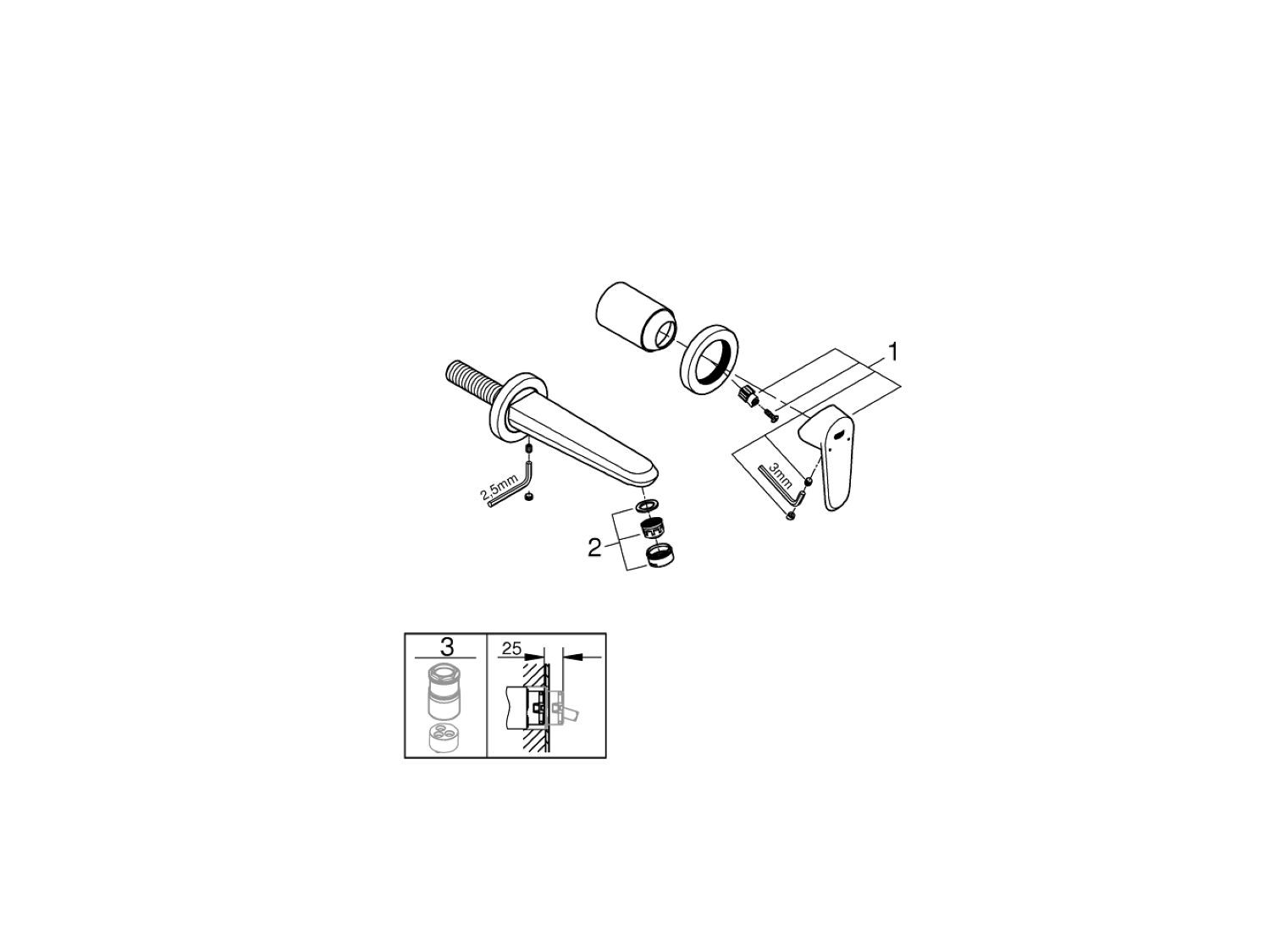 Однорычажный настенный смеситель для раковины Grohe Eurodisc Cosmopolitan ARCH-00106180 - Вид №3