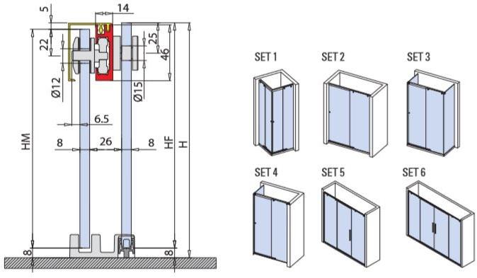 Metalglas Bonomi Комплект для душевой кабины из нержавеющей стали  Bx-1510  - Вид №1