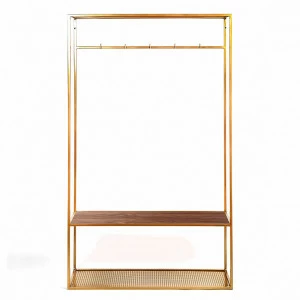 Вешалка в прихожую с полкой золото, американский орех Hallra gold INTELLIGENT DESIGN ВЕШАЛКИ HALLRA 261037 Золото;коричневый