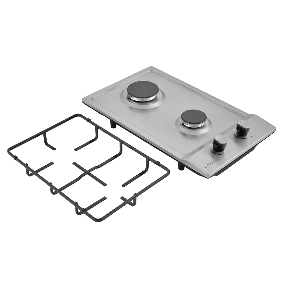 Газовая варочная панель Zugel ZGH293X 29 см 2 конфорки цвет серый STLM-2113796 - Вид №2