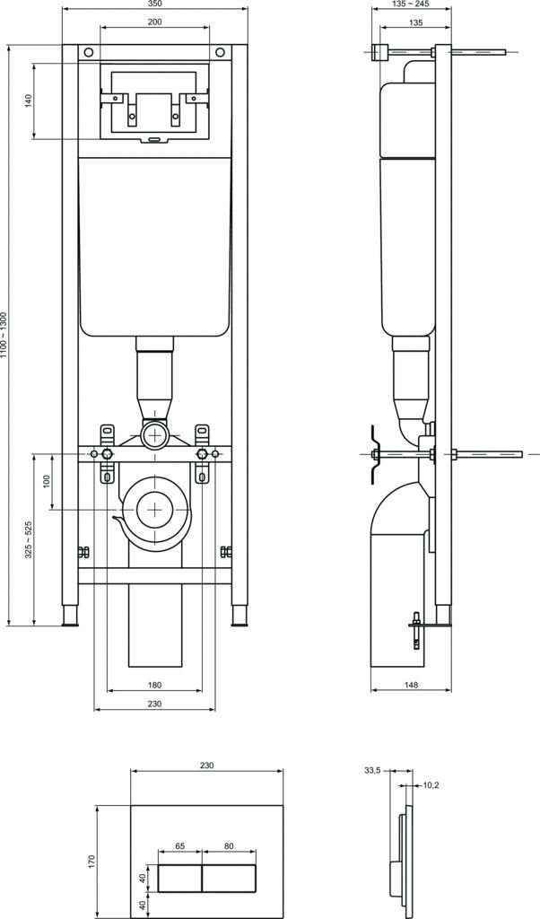 W3710AA Встраиваемая инсталляция для монтажа подвесных унитазов Ideal Standard TE-MA NEW  - Вид №3