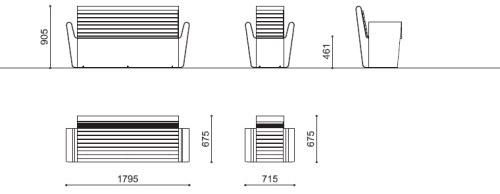 Metalco Скамья Corten ™ с подлокотниками sun-id-1497452 - Вид №2