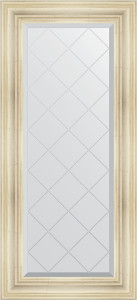 BY 4074 Зеркало с гравировкой в багетной раме - травленое серебро 99 mm EVOFORM Exclusive-G