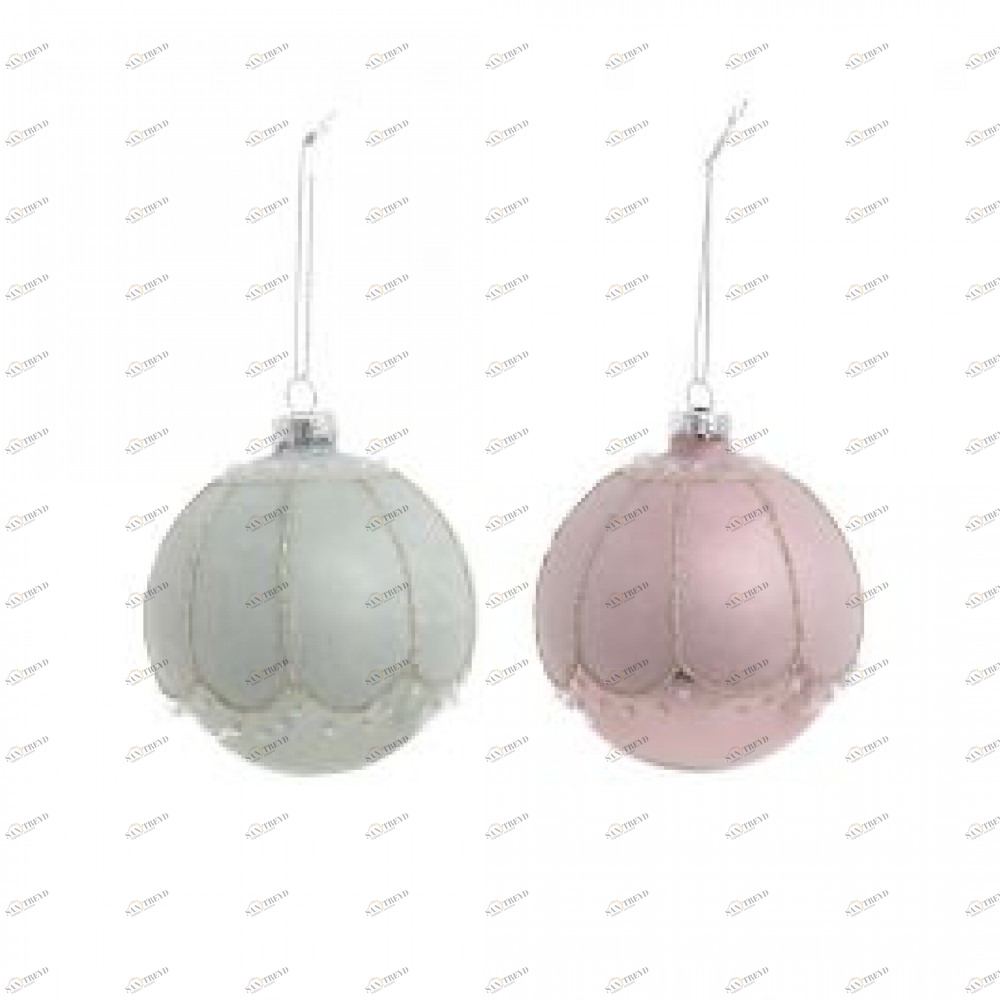 Набор елочных игрушек "Шары", 4 штуки TO4ROOMS НОВОГОДНИЙ ДЕКОР 00-3831205 Зеленый;розовый 