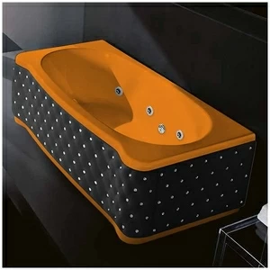 Ванна Gruppo treesse New Classic Young STD-V6747-SX-KCS-O оранжевая с гидромассажем прямоугольная левая чёрная кожа кристаллы сваровски