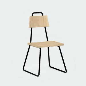 Стул с металлическими ножками и деревянным сиденьем черный Bauhaus WOODI  00-3966222 Черный