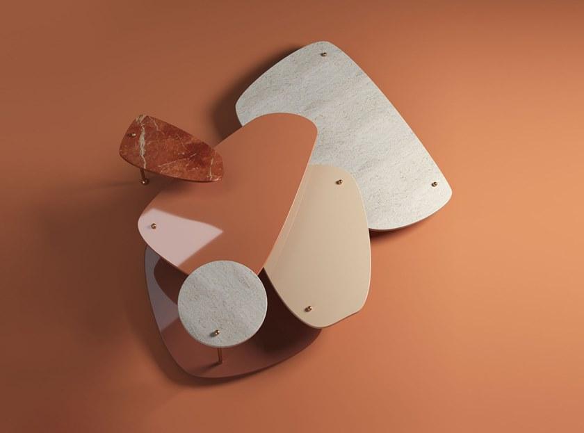 Malabar Журнальный столик из мрамора, травертина и лакированного дерева sun-id-1474636 - Вид №3