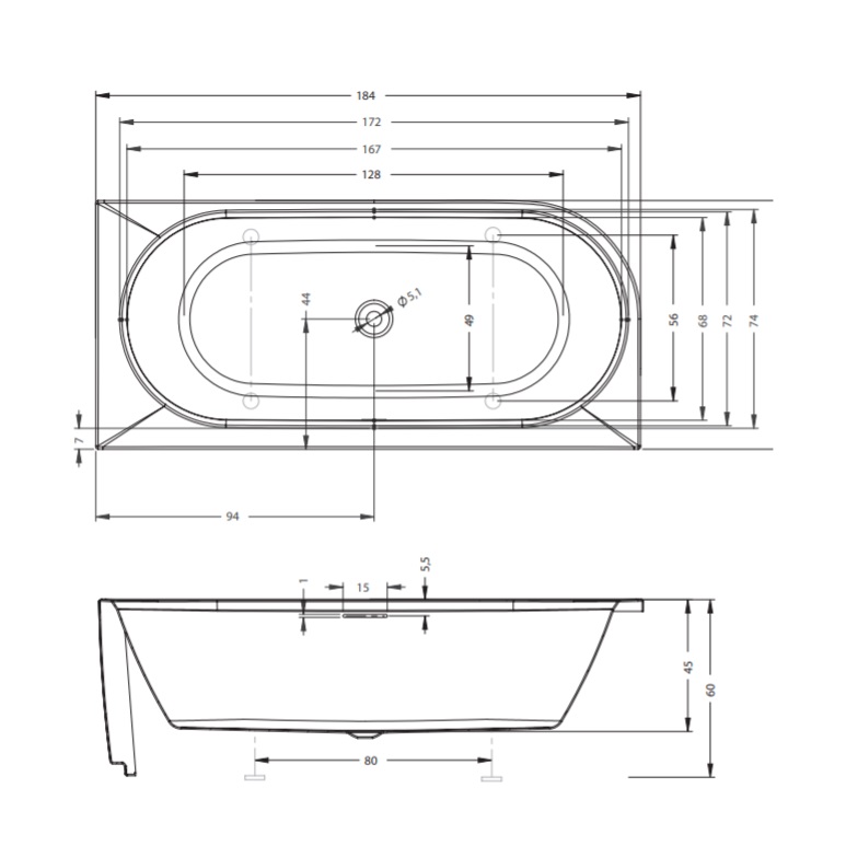 Desire Corner 184 x 84_BD05105 Ванна Riho Desire Santreyd - Вид №1