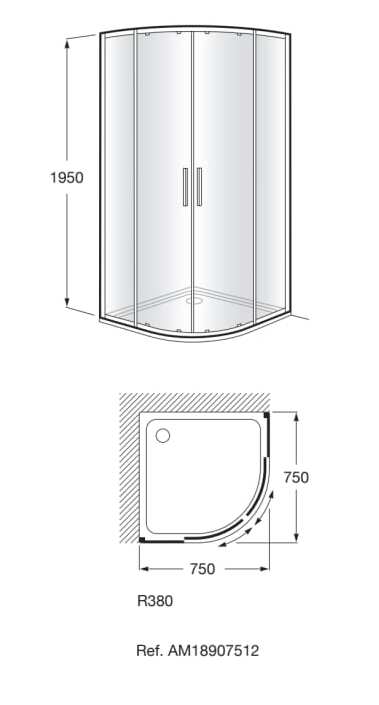 Стеклянная полукруглая душевая кабина с раздвижной дверью Roca Виктория ARCH-00043748 - Вид №1