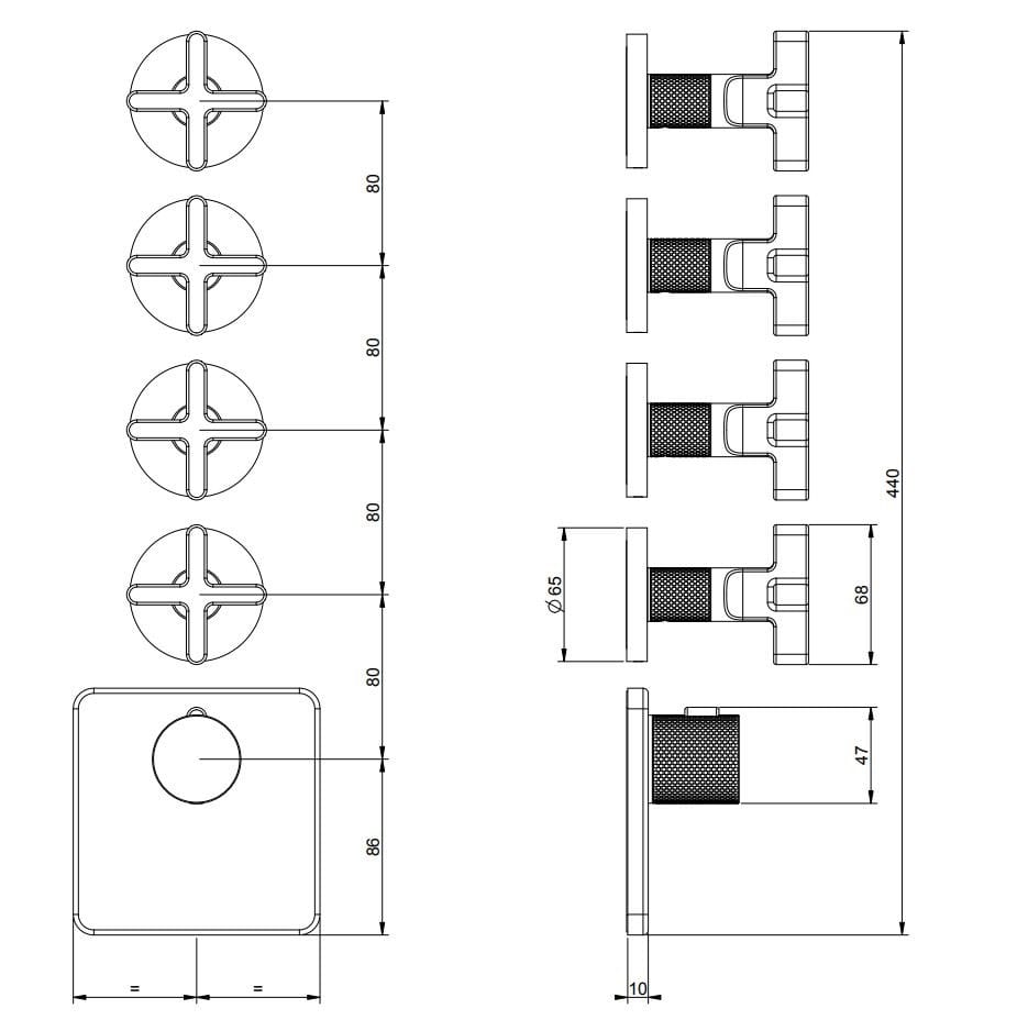 Смеситель для душа с 5 отверстиями из нержавеющей стали Gessi гравированный ARCH-00150570 - Вид №3