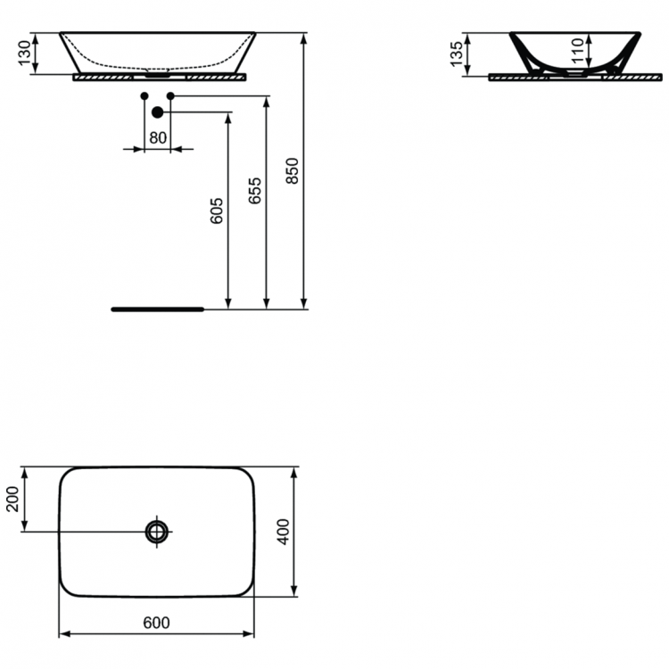 E034801 Раковина-чаша 60 см Ideal Standard CONNECT AIR - Вид №13