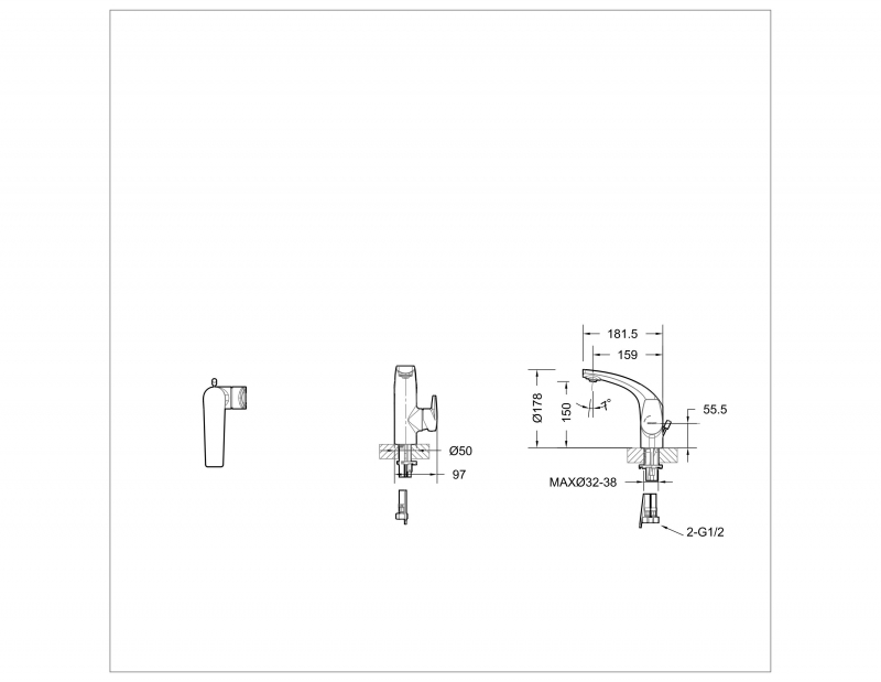 Смеситель для умывальника Nizza F1353387CP-RUS bravat  - Вид №1