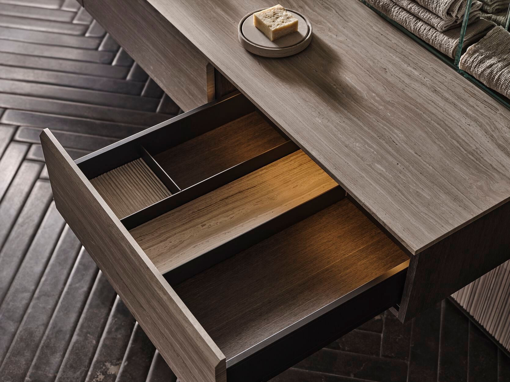 Мраморный секционный умывальник с зеркалом Salvatori HITO ARCH-00066235 - Вид №6