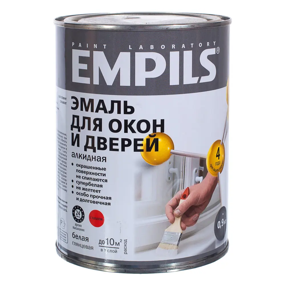 Эмаль EMPILS PL для окон и дверей - супербелая глянцевая 0.9 кг 18449463 STLM-0010824 - Вид №1