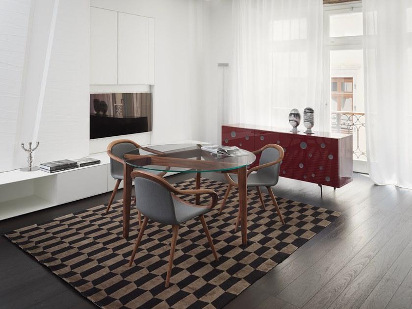 Casamania & Horm Стул из орехового дерева, обитый кожей или тканью, с подлокотниками sun-id-1492474 - Вид №4