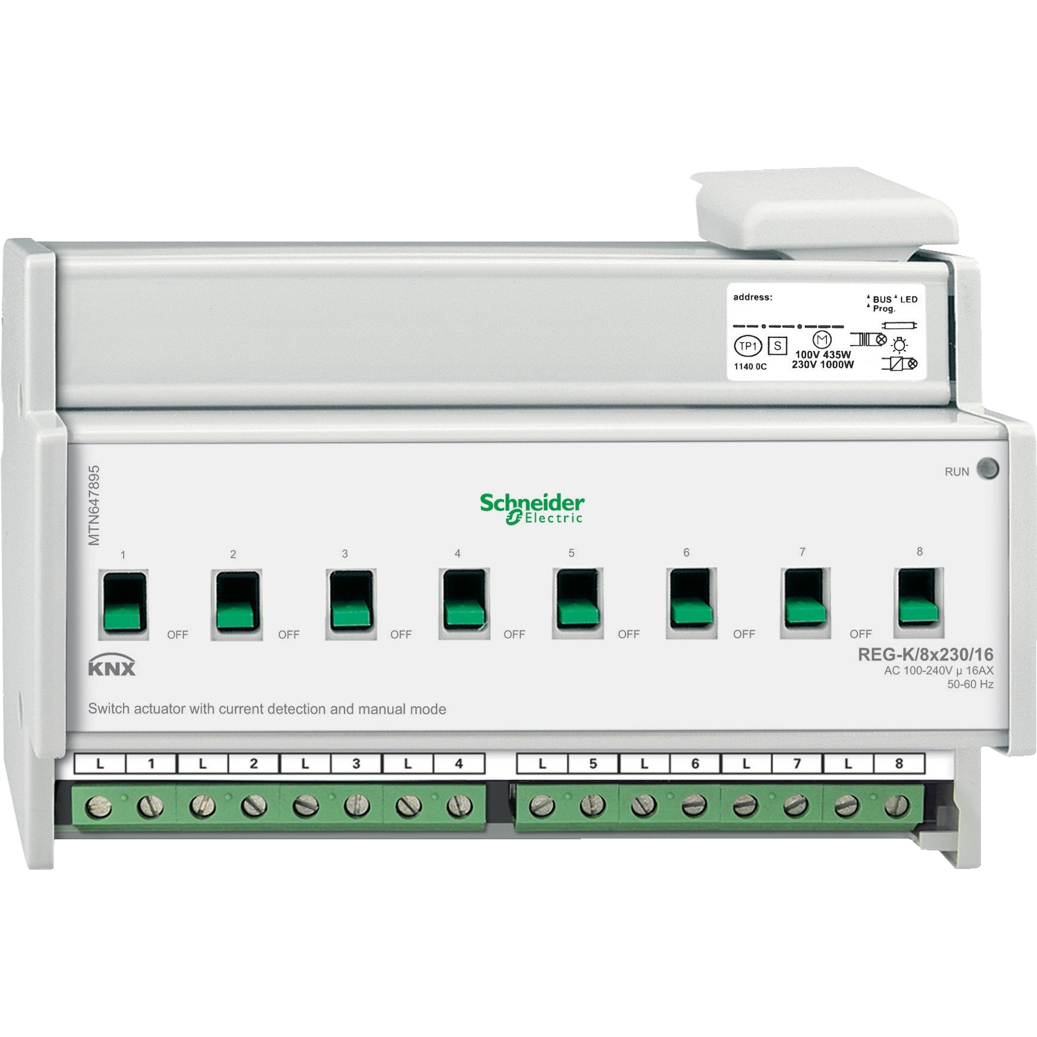 MTN647895 Актор для выключателяючателя REG-K/8X230/16 с ручным управлением Schneider Electric KNX 