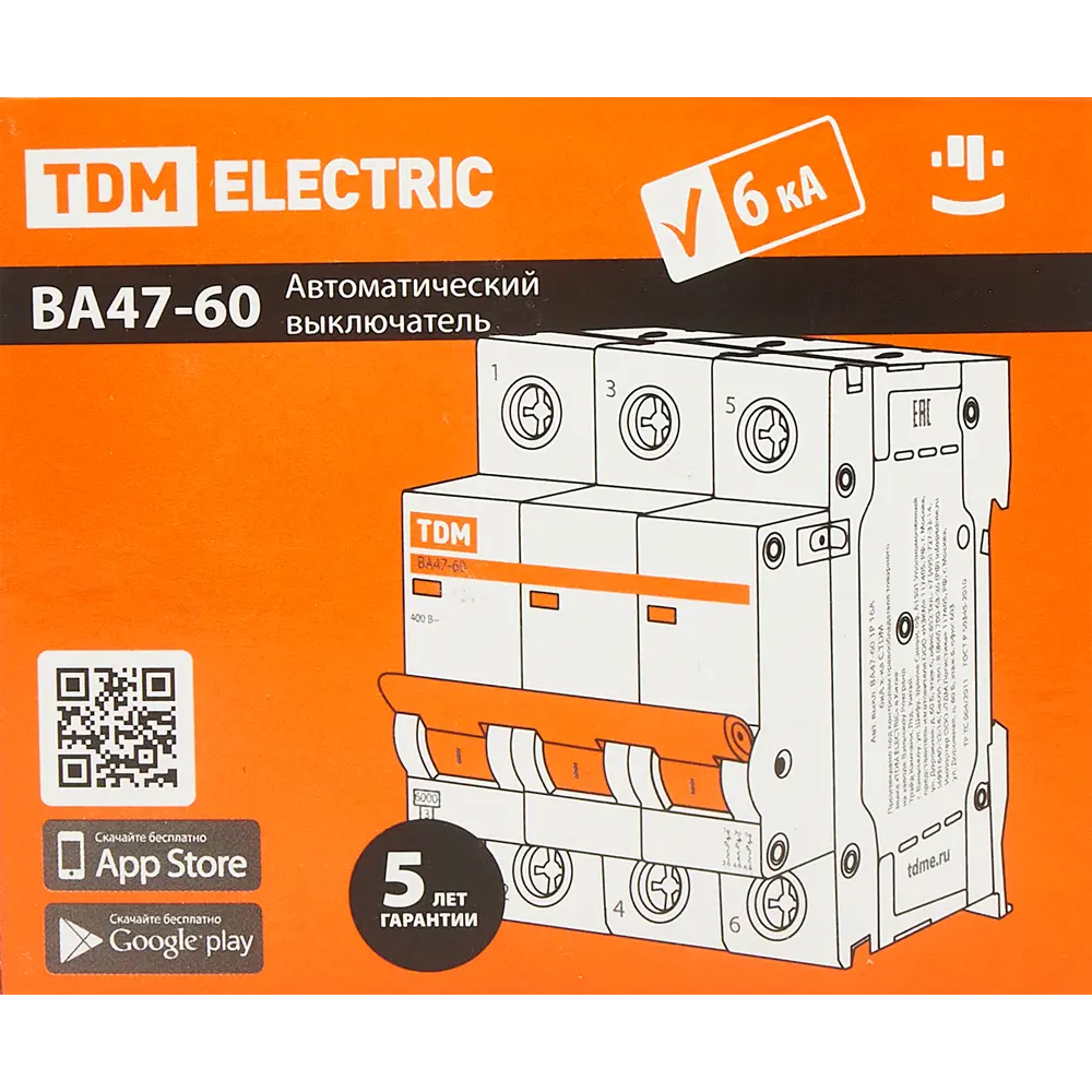 Автоматический выключатель TDM Electric ВА47-60 3P C25 А 6 кА SQ0223-0111 84399541 STLM-2163830  - Вид №5