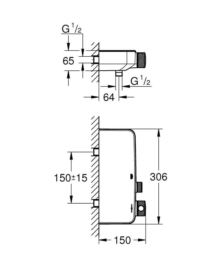 Термостатический наружный смеситель для душа Grohe Grohtherm SmartControl ARCH-00148969 - Вид №2