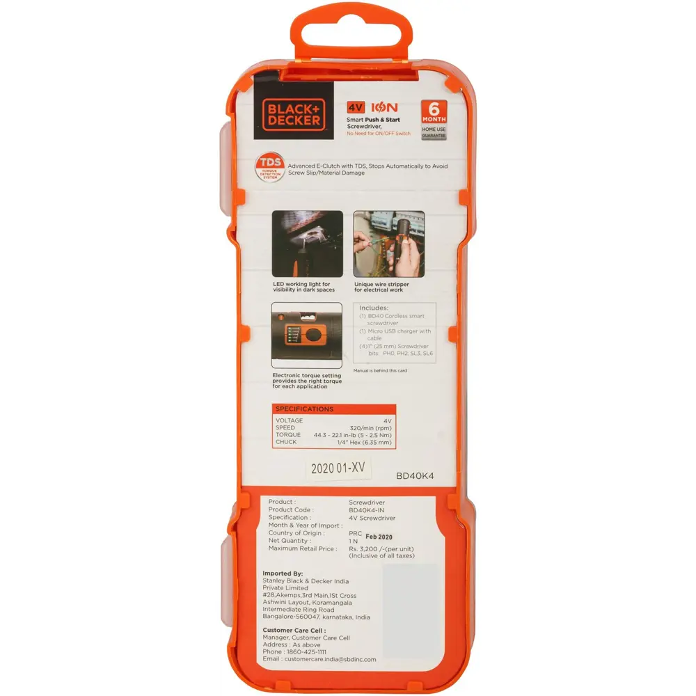 Отвертка аккумуляторная Black&Decker BD40K4, 3.6 В Li-ion 1.5 Ач BLACK + DECKER STLM-2012069 - Вид №11