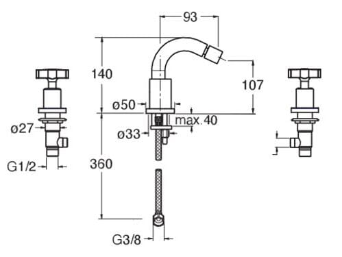 Напольный смеситель для биде без слива CRISTINA Rubinetterie Cross Road ARCH-00111390 - Вид №2