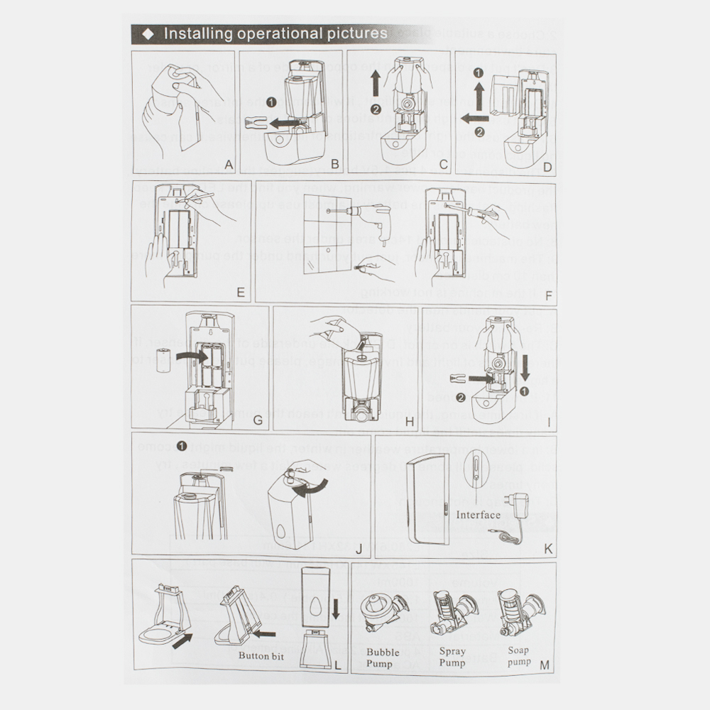 GFmark - Дозатор СЕНСОРНЫЙ, ДЕЗИНФЕКЦИЯ, пластик АБС, БЕЛЫЙ, большой, с глазком - капля, 1000 мл, код: 6395  - Вид №7