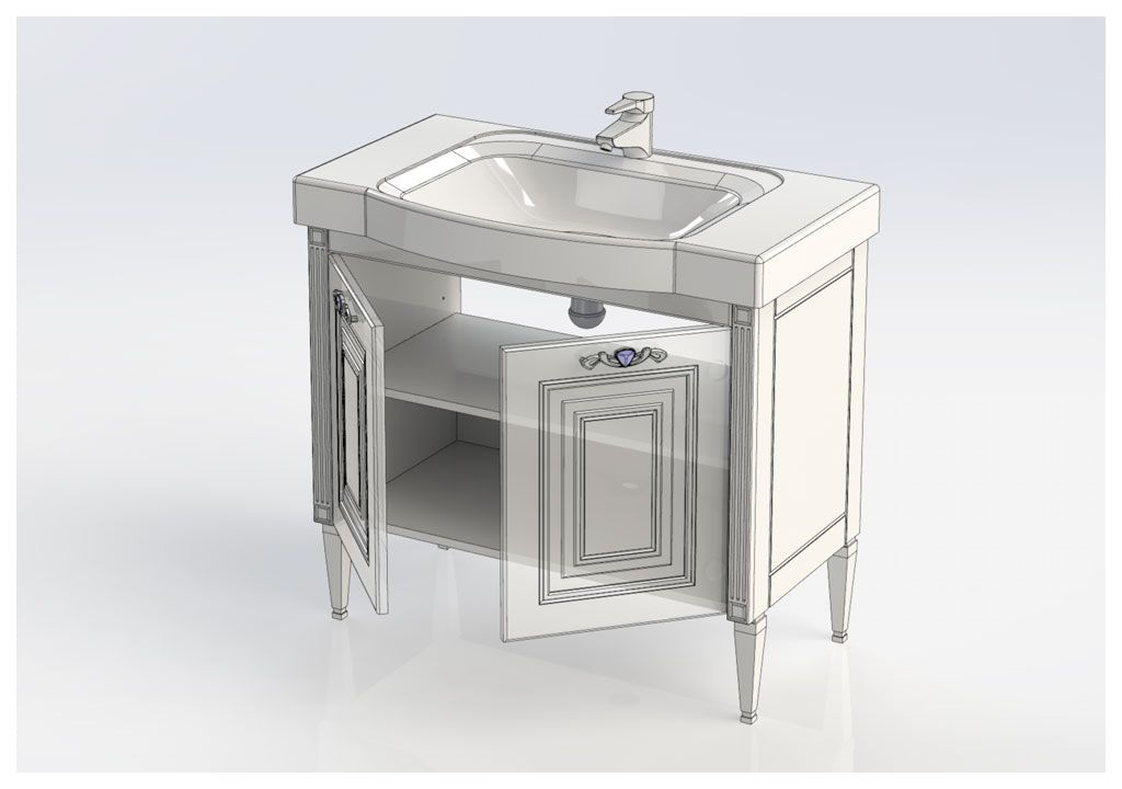 Тумба с раковиной Aquanet Паола 90 белый/серебро (керамика) 0018612100185340 - Вид №8