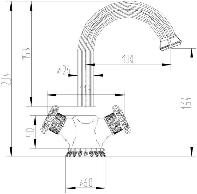 Смеситель ZorG Antic A 2008U-BR для раковины, бронза - Вид №1