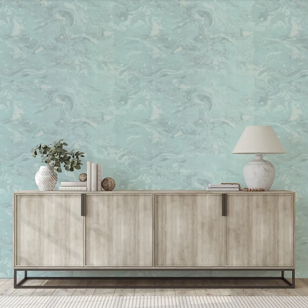 Обои флизелиновые Wall Decor Вихрь бирюзовые 1.06 м 75306-47 89427033 STLM-2084969 - Вид №2