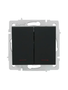 RAIN Выключатель двойной с подсветкой без рамки черный